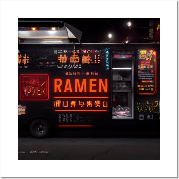 Cyberpunk Tokyo Ramen Food Truck Wall Art by Grassroots Green